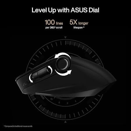 ASUS ProArt MD300 Dial, Wireless Mouse with 2 Scroll Wheel, Quick Charging, Middle Button, 4200 DPI, Multi Device Connect/Bluetooth, USB Mouse (Star B ASUS ProArt MD300 Dial, Wireless Mouse with 2 Scroll Wheel, Quick Charging, Middle Button, 4200 DPI, Multi Device Connect/Bluetooth, USB Mouse (Star B