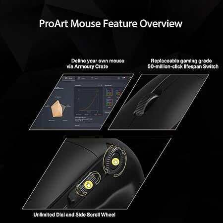 ASUS ProArt MD300 Dial, Wireless Mouse with 2 Scroll Wheel, Quick Charging, Middle Button, 4200 DPI, Multi Device Connect/Bluetooth, USB Mouse (Star B ASUS ProArt MD300 Dial, Wireless Mouse with 2 Scroll Wheel, Quick Charging, Middle Button, 4200 DPI, Multi Device Connect/Bluetooth, USB Mouse (Star B