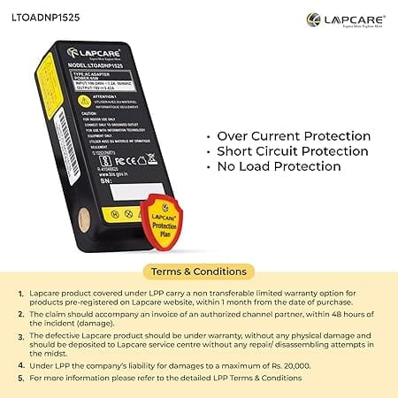 Lapcare LTOADNP1525 65 W Laptop Adapter 19V Lapcare LTOADNP1525 65 W Laptop Adapter 19V